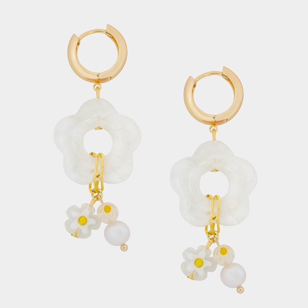 New Siizu x Free People Rachel Floral Earrings Eco-Friendly Sustainable Gold